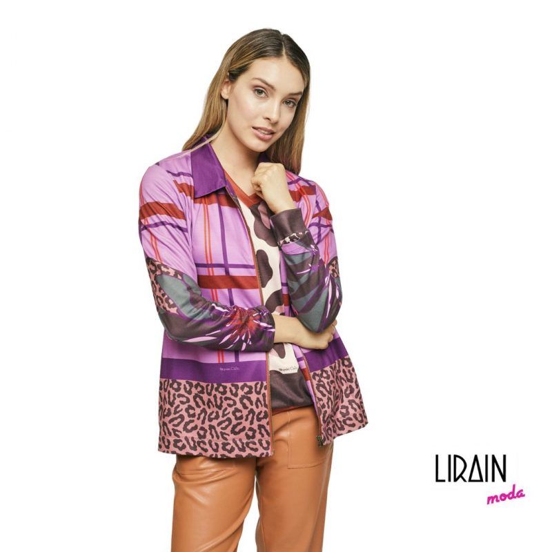 Chaqueta lila y animal print Poupée Chic