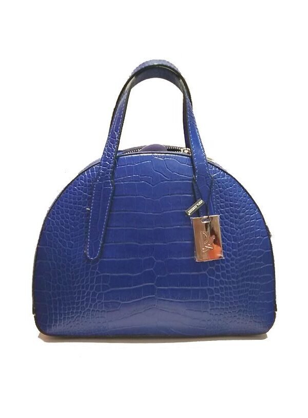 Bolso de piel azul cocodrilo