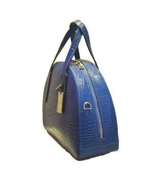 Bolso de piel azul cocodrilo
