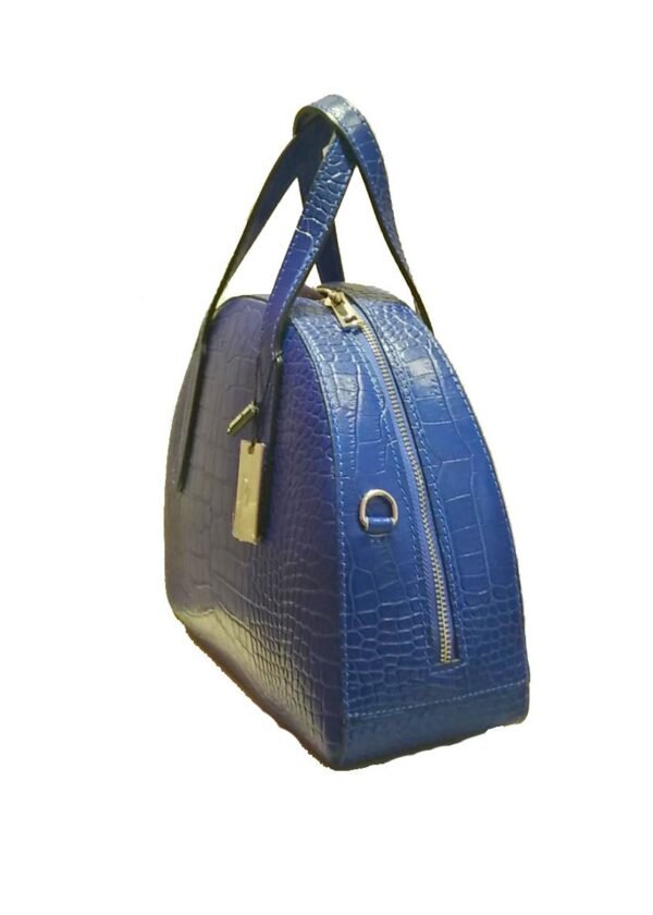 Bolso de piel azul cocodrilo