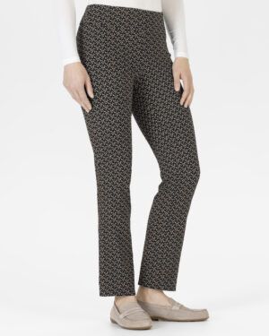 Pantalón negro con dibujo beige