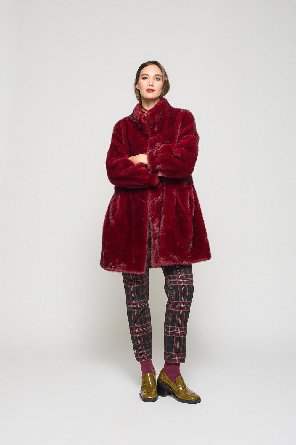 Abrigo pelo granate Poupée Chic - Imagen 5