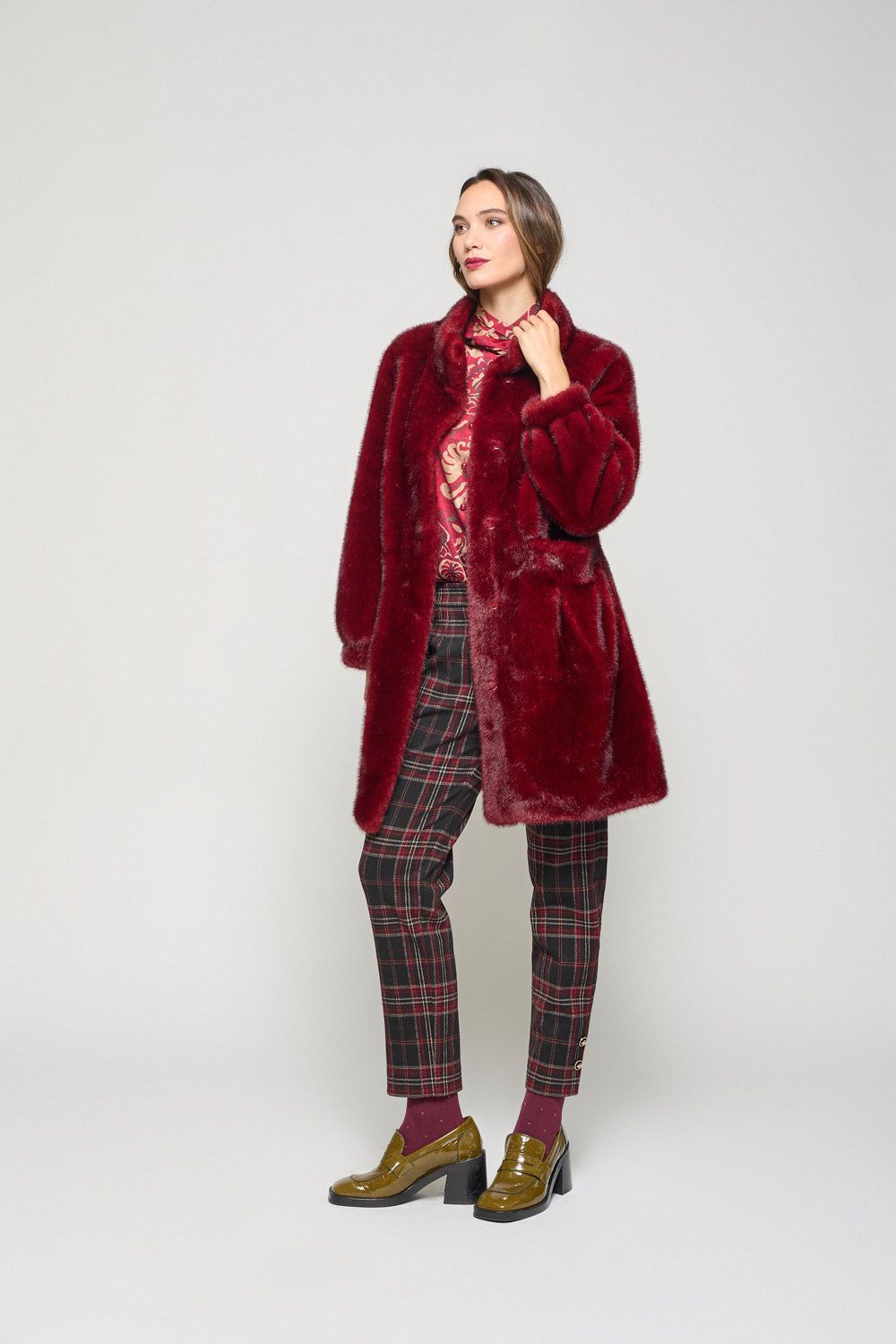 Abrigo pelo granate Poupée Chic - Imagen 6