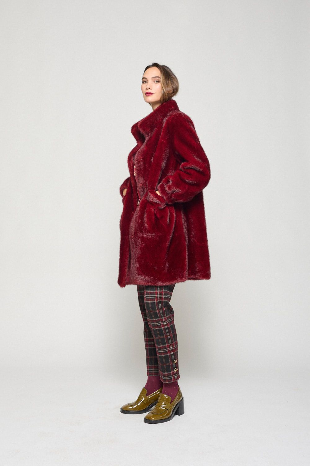 Abrigo pelo granate Poupée Chic - Imagen 7