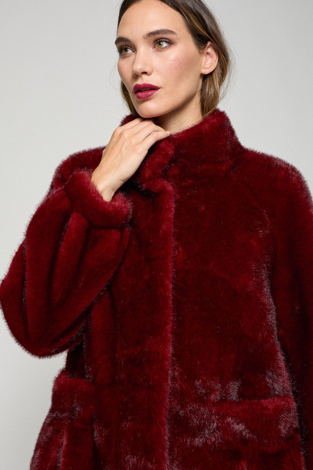 Abrigo pelo granate Poupée Chic - Imagen 3