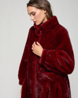 Abrigo pelo granate Poupée Chic