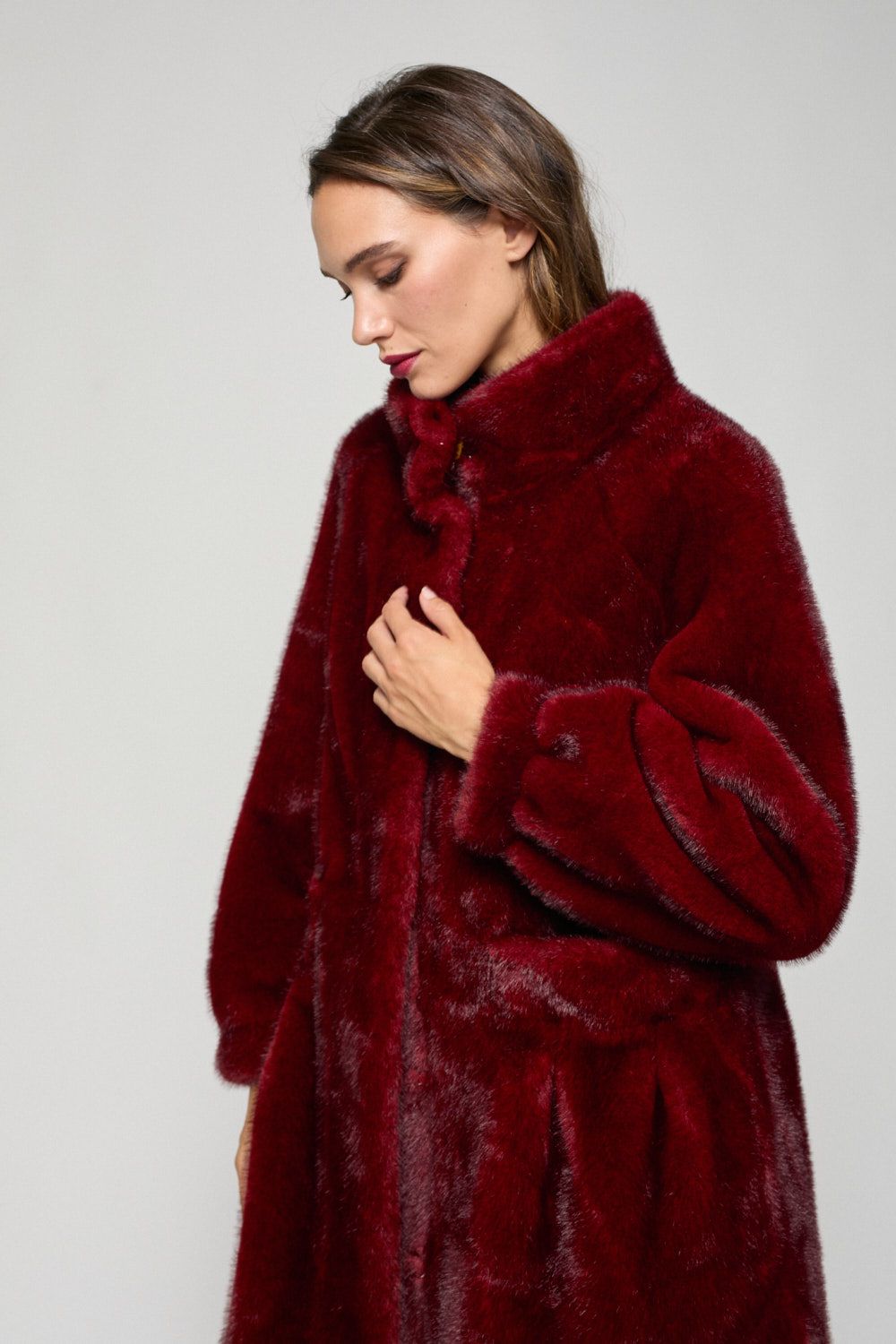 Abrigo pelo granate Poupée Chic - Imagen 2