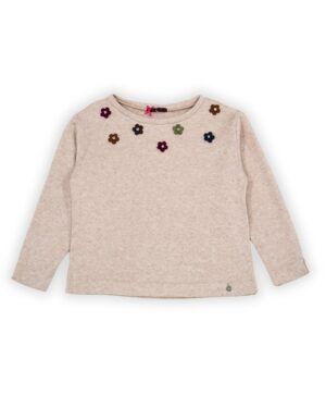 Jersey beige con florecitas