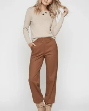 Jersey beige con florecitas - XL