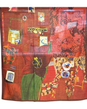 Fular de cashmere sobre granates