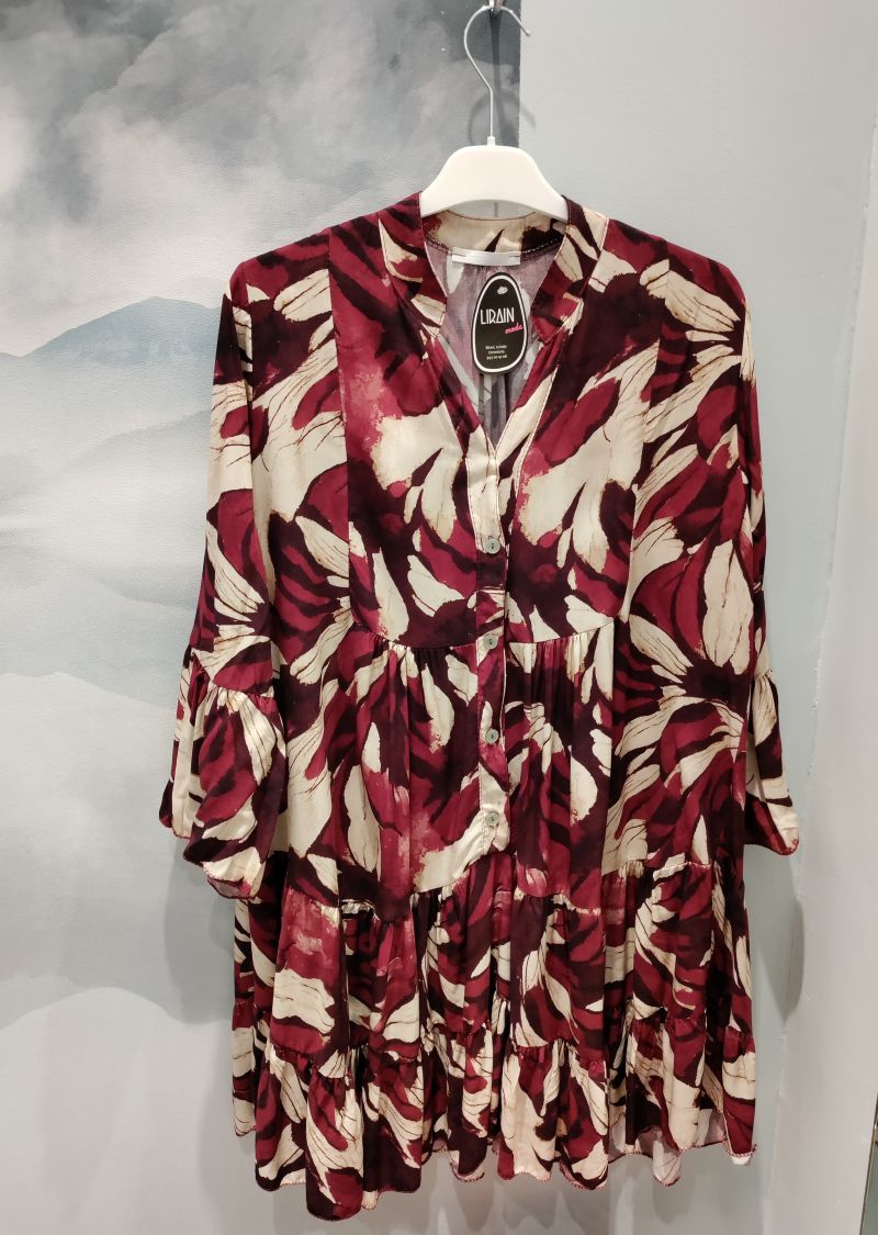 Vestido de flores granates