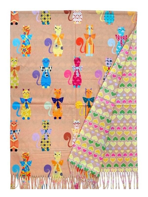 Fular lana gatos beige