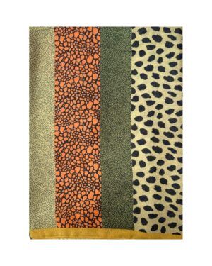 Fular lana cuadros y print verde