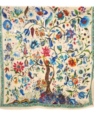 Fular de cashmere florecitas azules