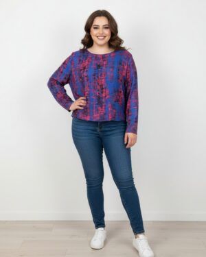 Blusa azulón y rosa Pisonero