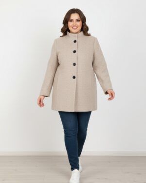 Abrigo de paño beige claro