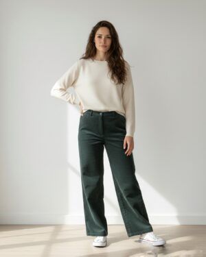 Pantalón ancho pana azul