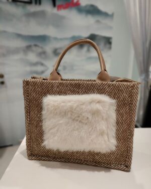 Bolso de pelo beige