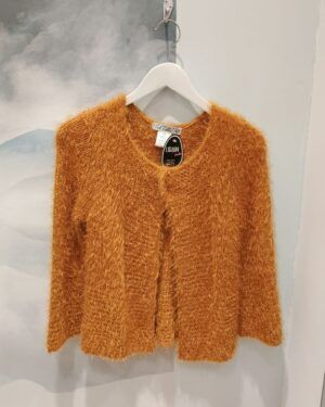 Chaqueta de pelo amarillo mostaza