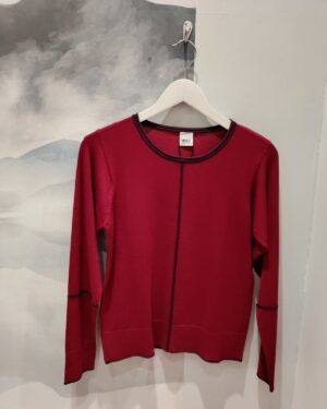 Jersey cuello caja color cereza