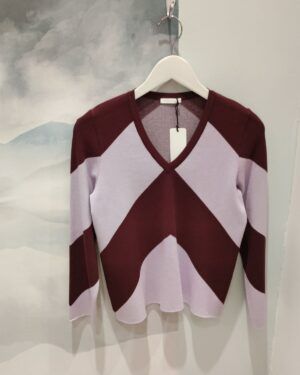 Jersey punto pico lila y granate Pisonero