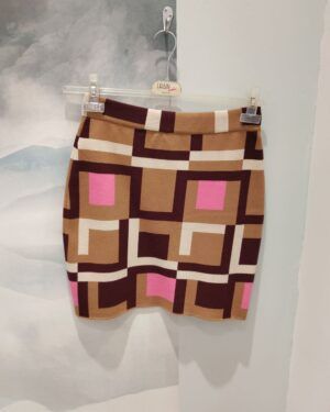 Falda doble punto cuadros rosas Pisonero