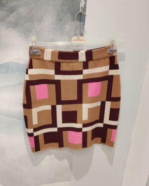 Falda doble punto cuadros rosas Pisonero