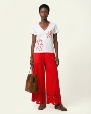 Camiseta blanca con flor roja Lolitas