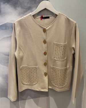 Chaqueta beige con brillis en bolsillos de Lolitas