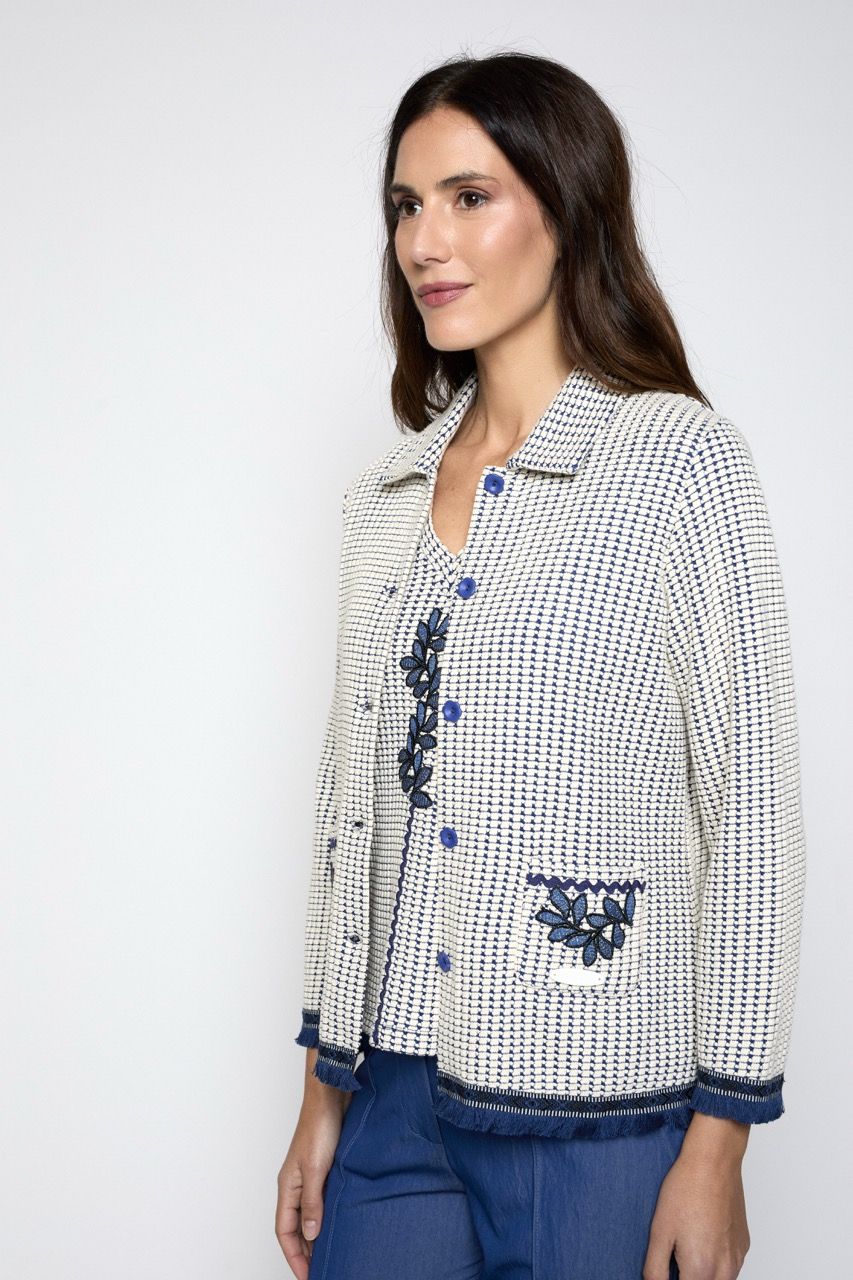 Chaqueta punto panal azul Poupée Chic - Imagen 2