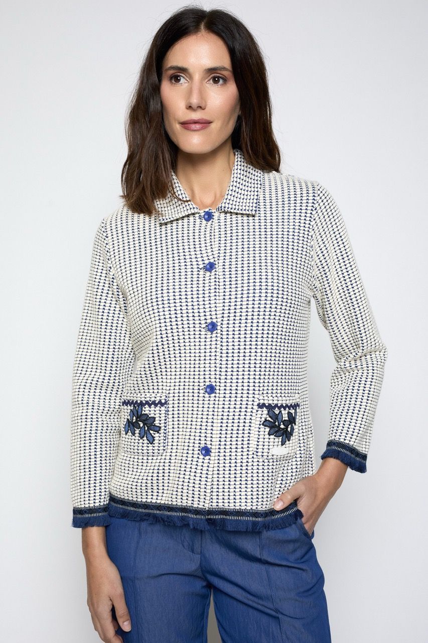 Chaqueta punto panal azul Poupée Chic