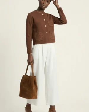 Chaqueta marrón con brillis en bolsillos de Lolitas