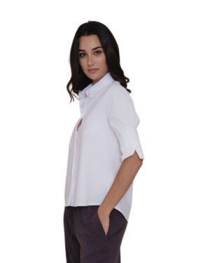Camisa blanca jaretas manga corta