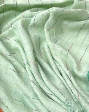 Fular lino rayas verde