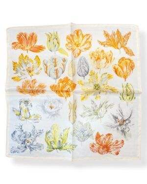 Pañuelo de cuello seda flores naranjas