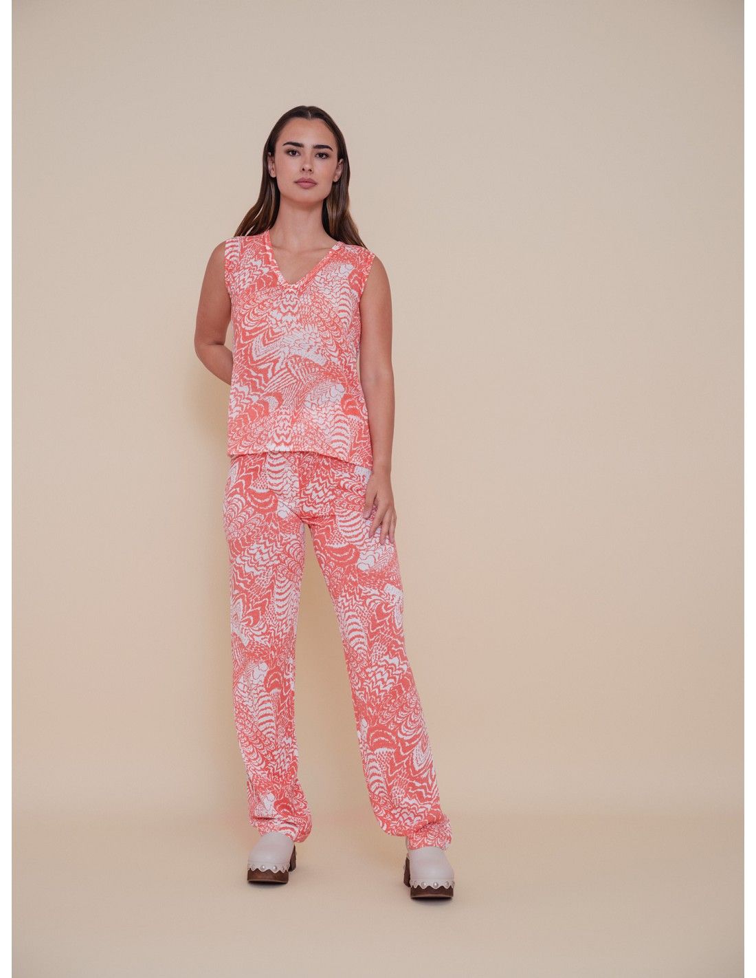 Top tirantes estampado naranja WNT