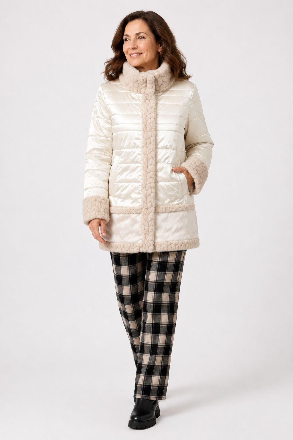 Abrigo beige cassandra con pelo