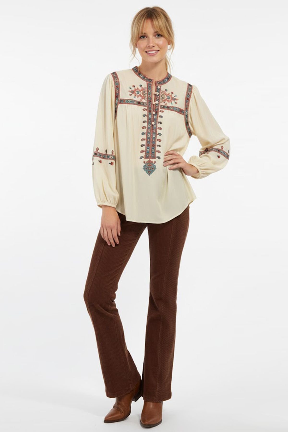 Blusa bordada de manga larga Derhy