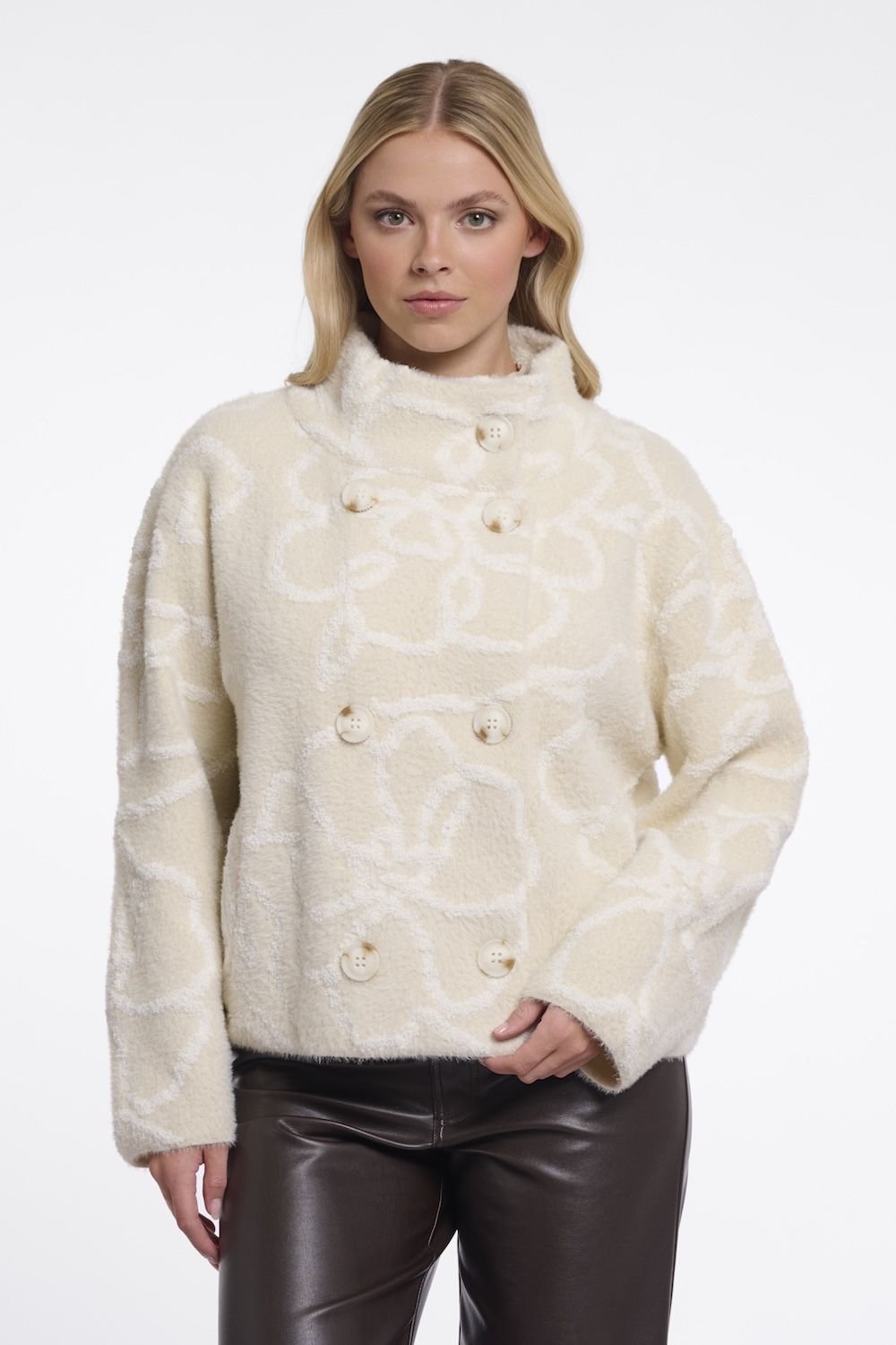 Chaqueta Beth flor beige Rino&Pelle