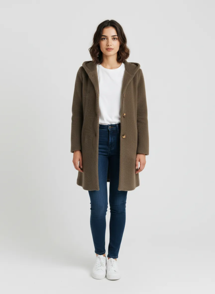 Chaqueta larga de pelo fino beige WNT - Imagen 3