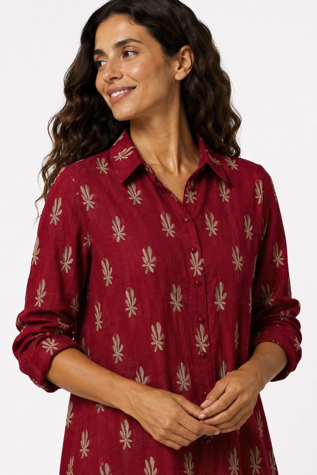 Blusón camisero Hermione granate Poupée Chic