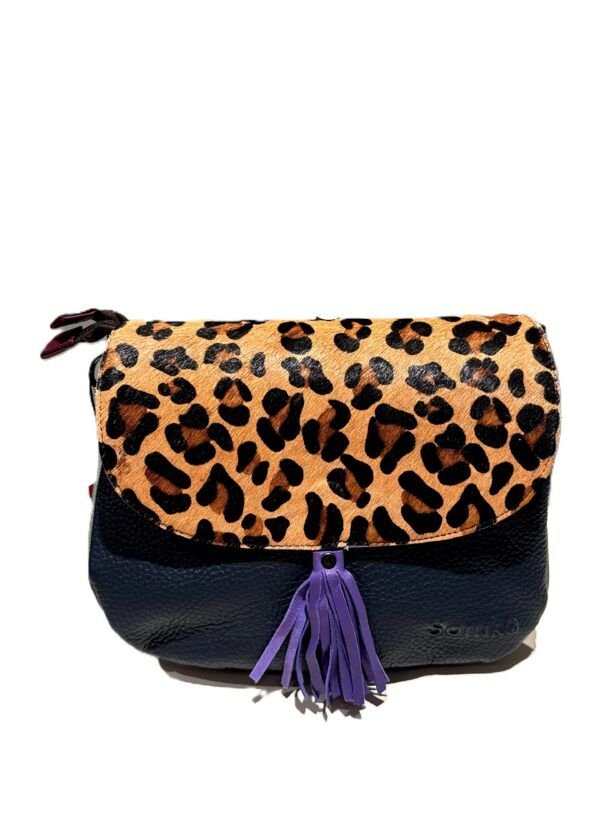 Bolso piel Lola Soruka azul marino/verde