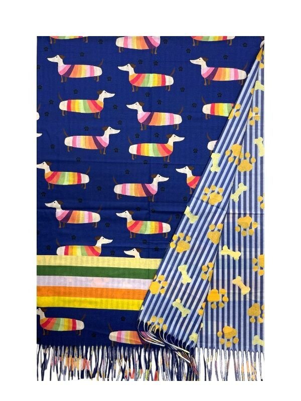 Fular lana perros azul