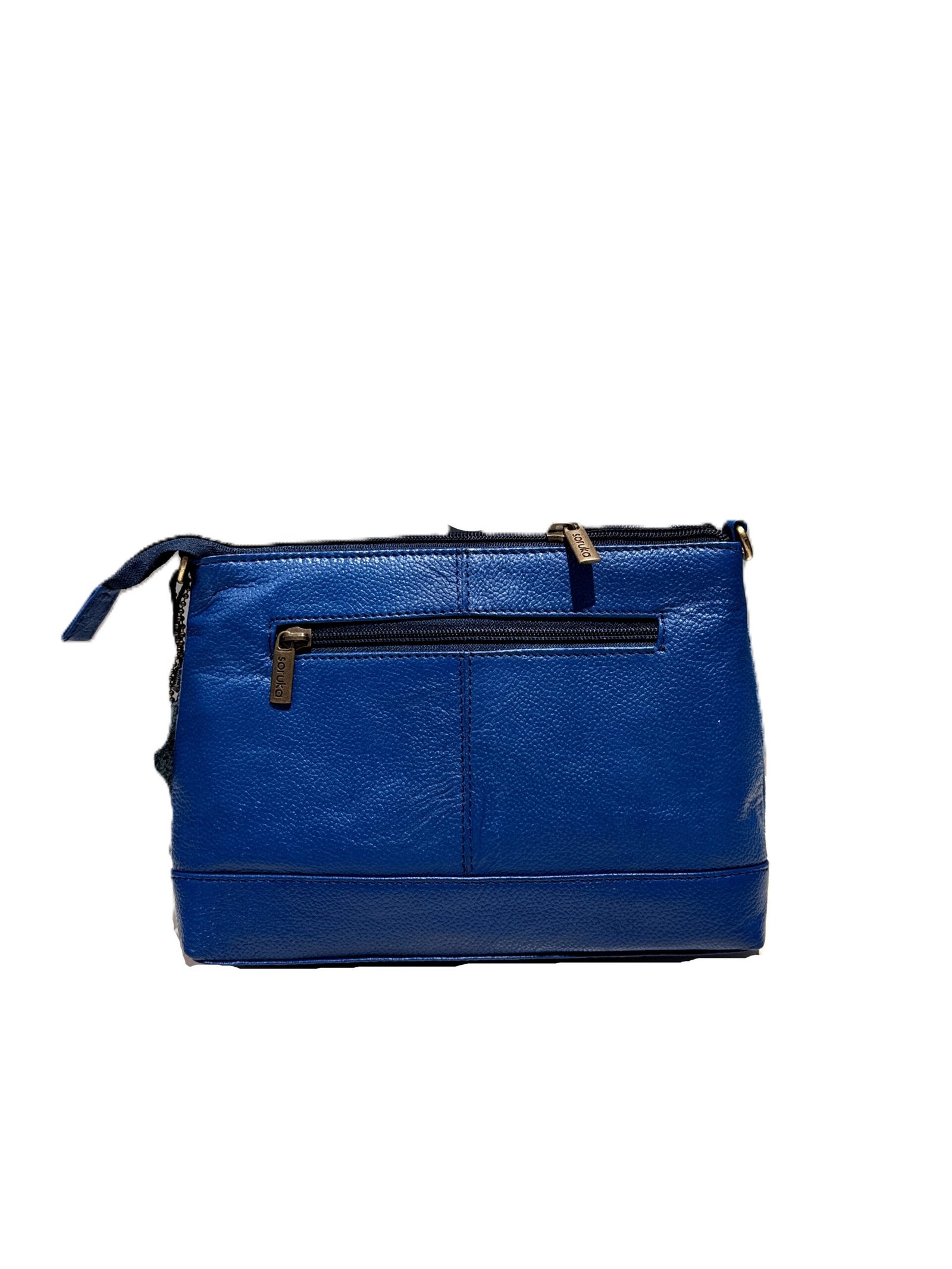 Bolso piel y pana azul Serena - Imagen 2