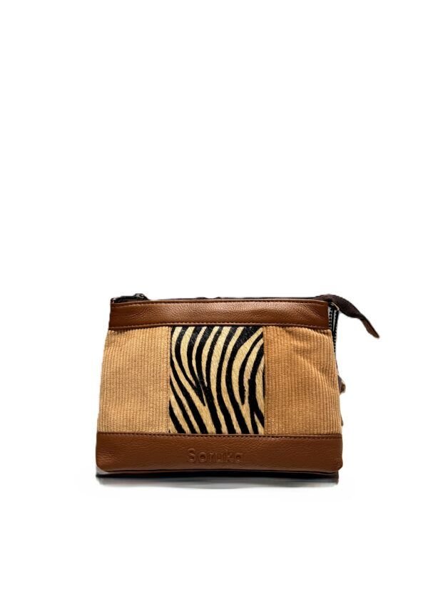 Bolso piel y pana marrón Serena